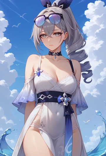 star rail,silver wolf,silk slip dress  - AI generated anime art